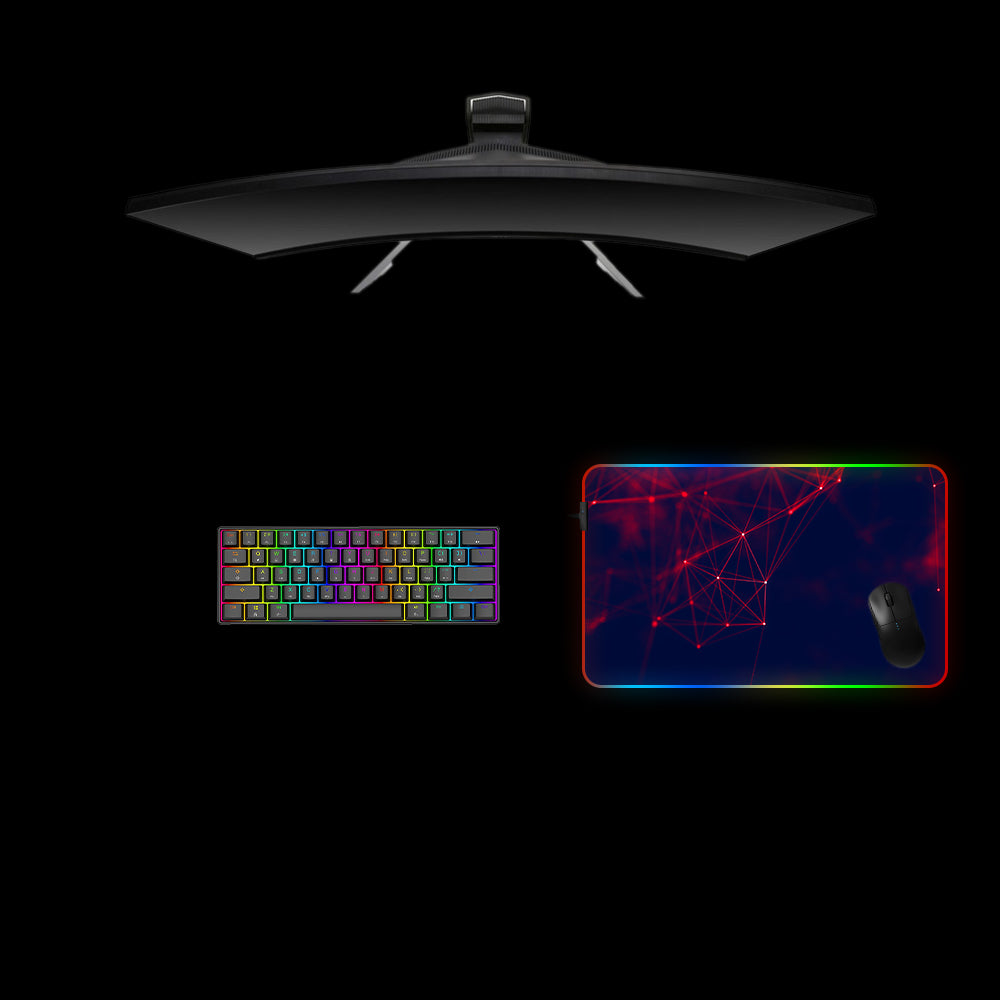Red Cyberspace Design RGB Gaming Mouse Pad with LED Strip, M-XXL Size