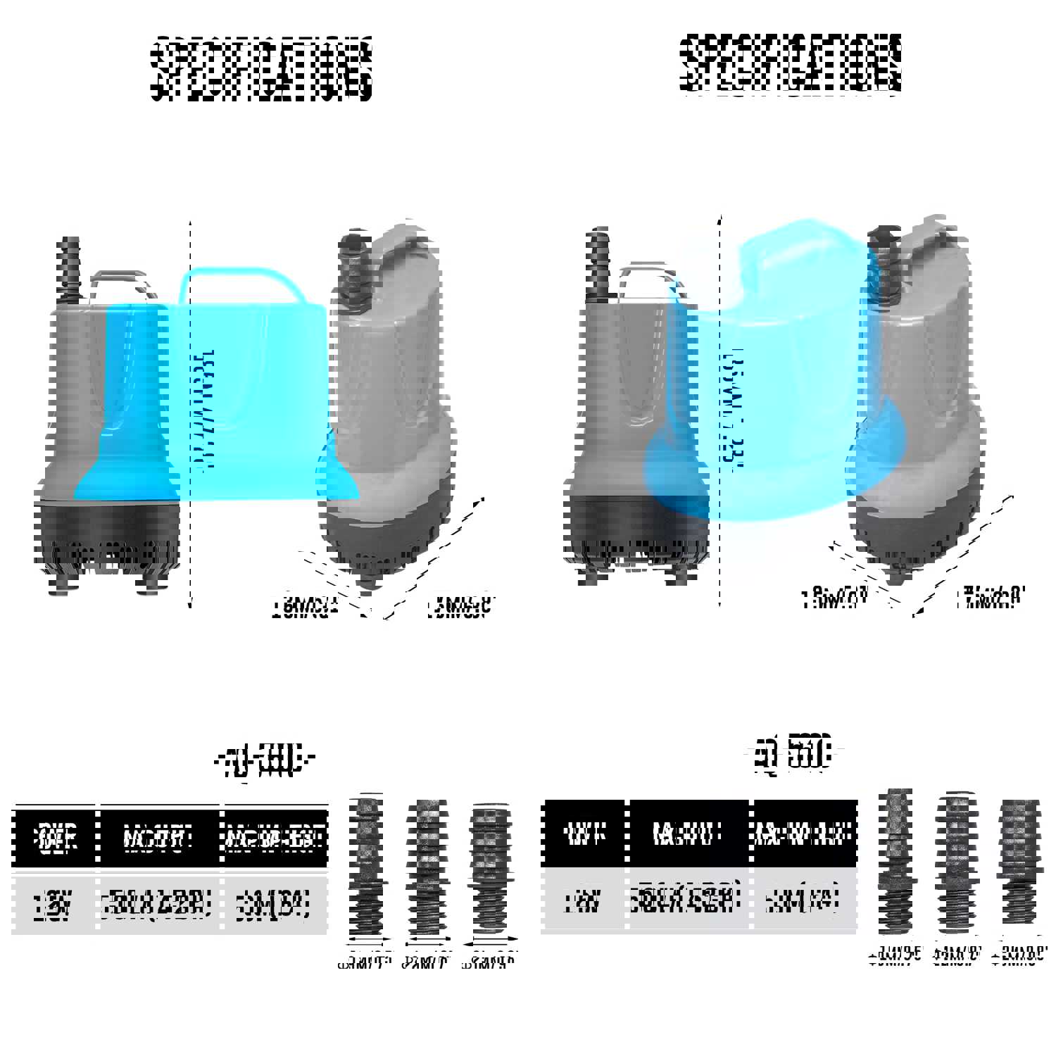 1452 GPH Submersible Water Pump - 125W Energy Efficient, Low-Suction