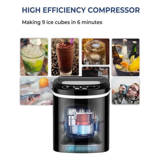 Mini Portable Compact Electric Ice Maker Machine - Black