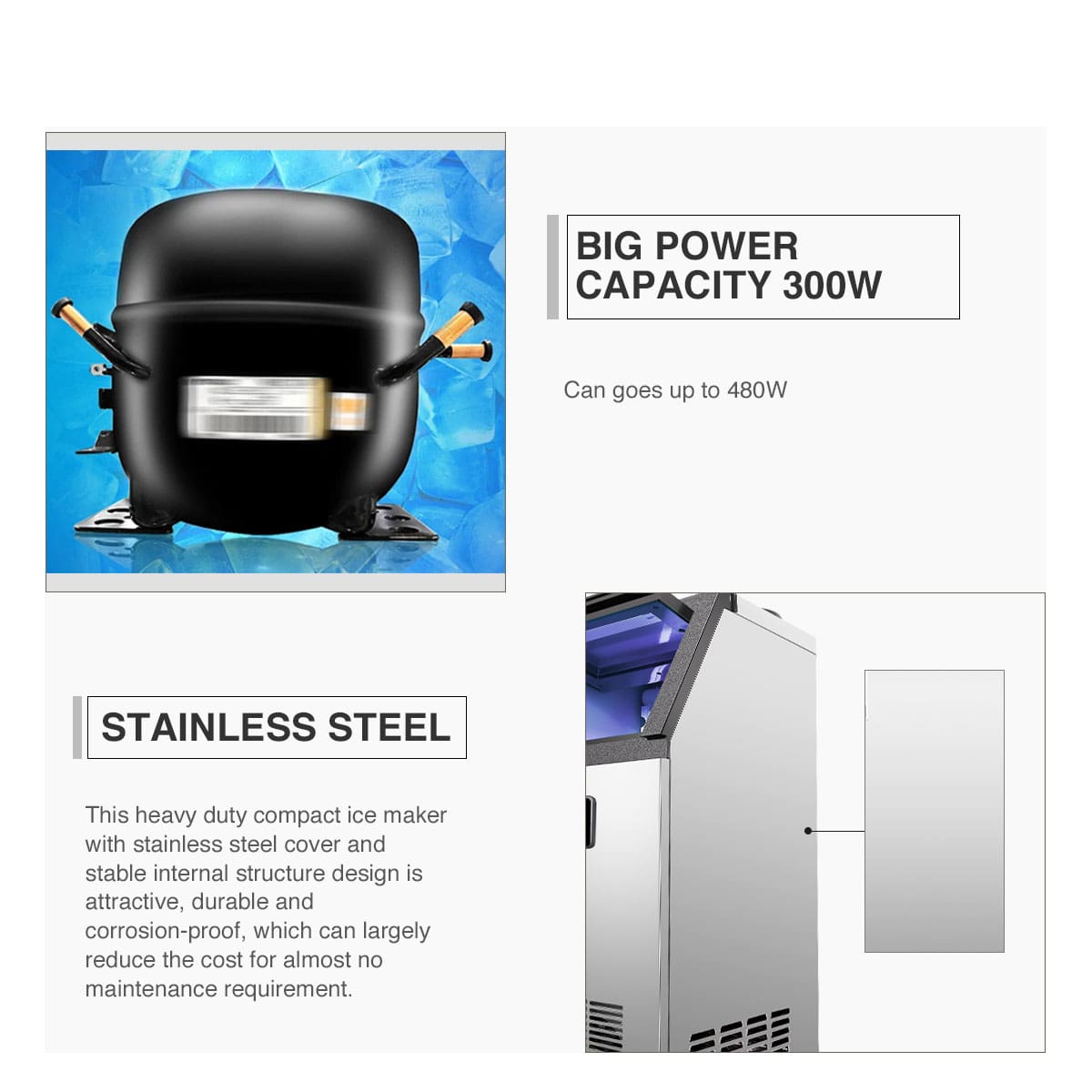 CO-Z Freestanding Commercial Ice Maker Machine, 160 Pounds Ice in 24H