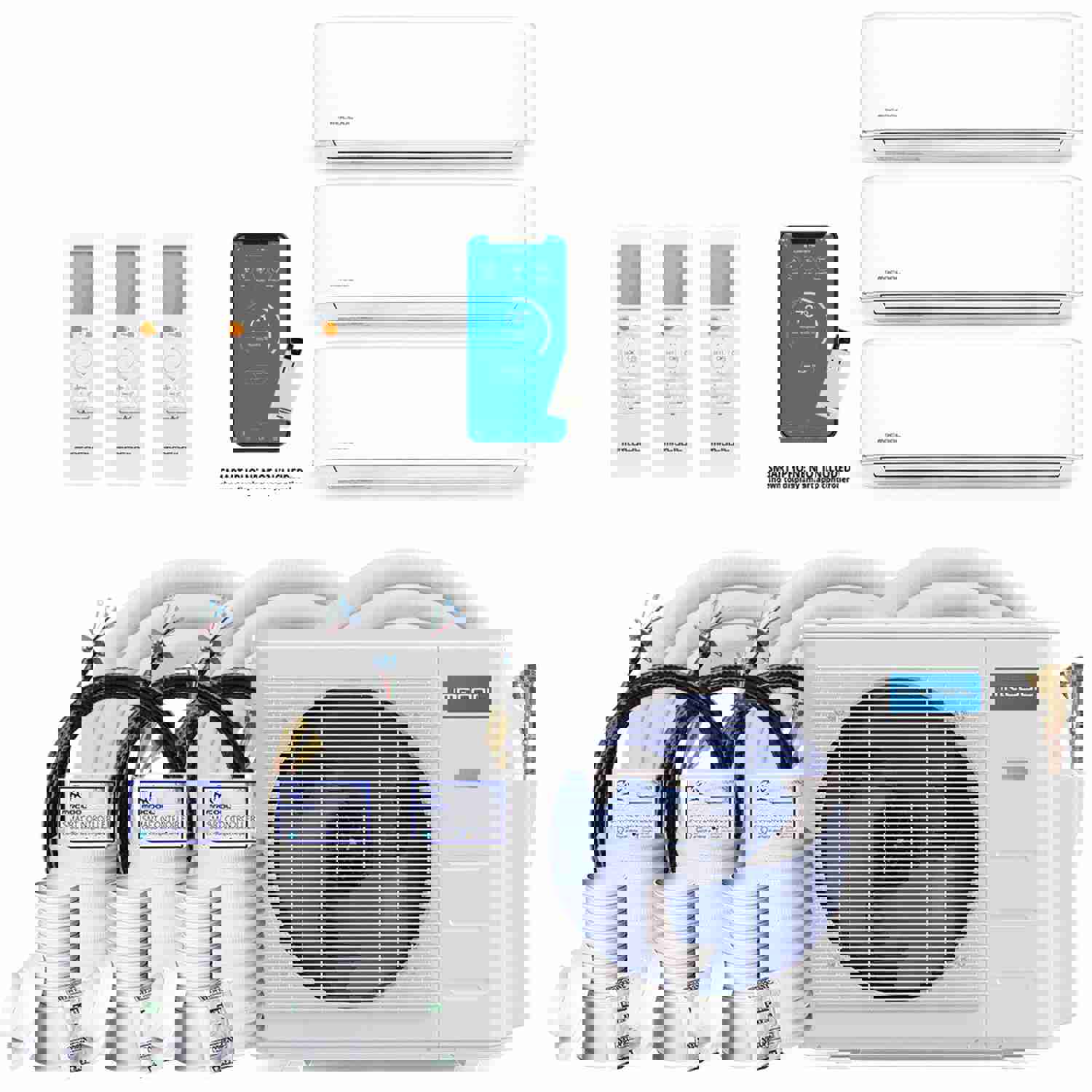MRCOOL DIY 4th Gen 36K BTU 3-Zone Condenser with Air Handlers and Linesets Bundle