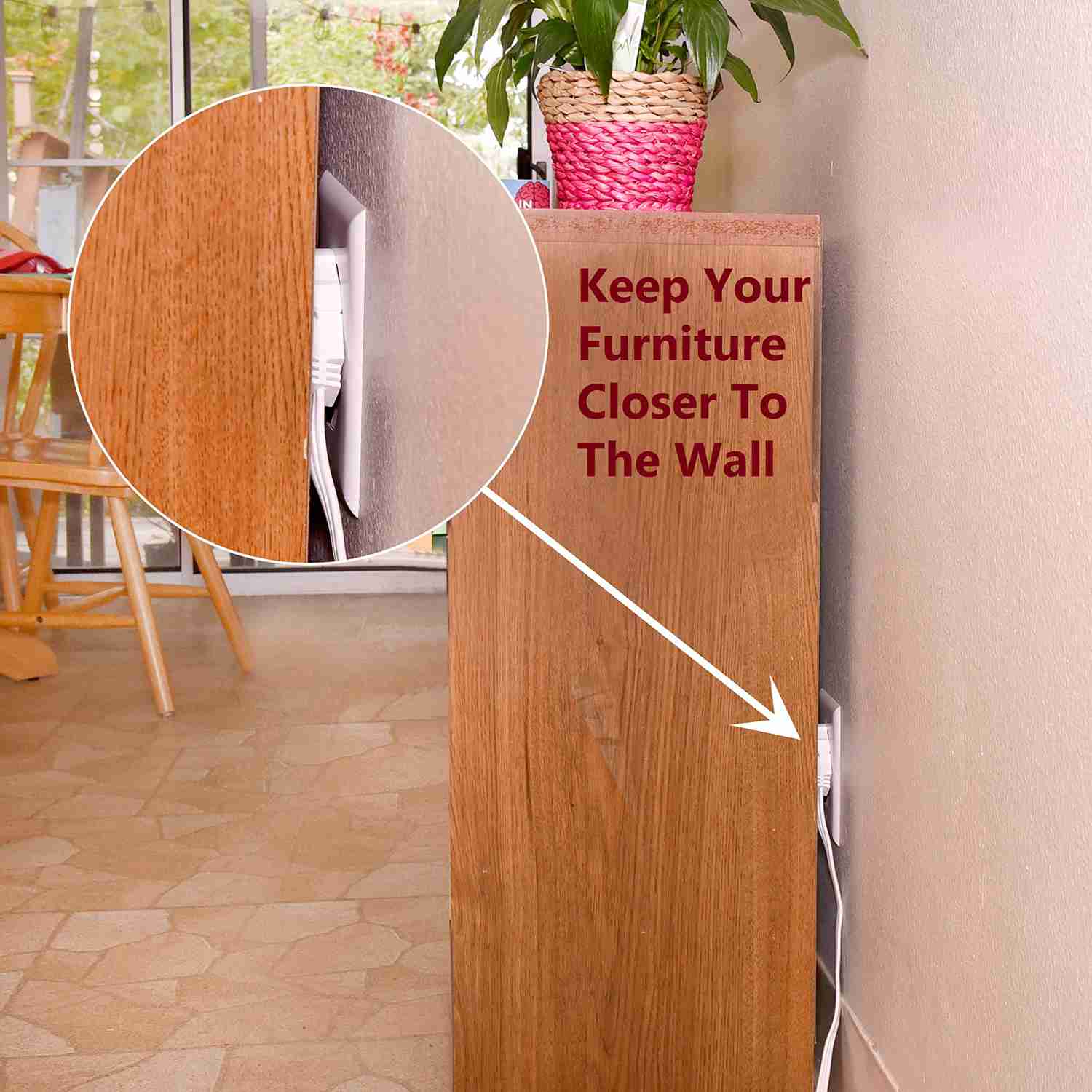 Electes Flat Multiple Outlet Extension Cord - UL-Listed 3-Prong Multi Extension Wire for Indoor Use