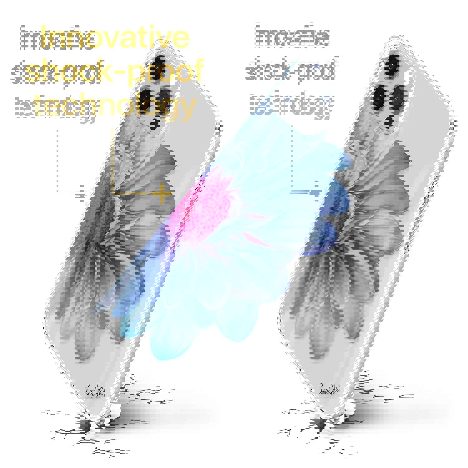 High-Quality TPU Clear Case with Mona Lisa Flower Design for iPhone & Samsung Phones