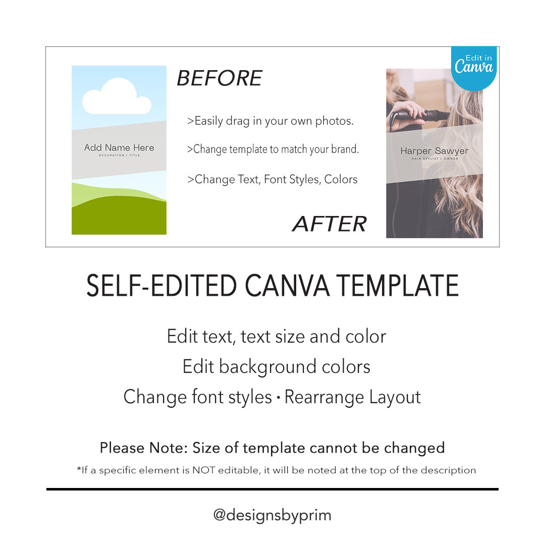 Editable Salon Owner Business Card Template for Hair Stylists