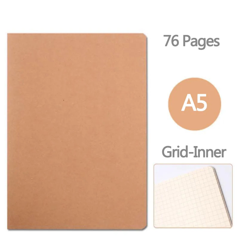SRline Vintage Diary Notebook - A5 Kraft Paper Cover with Blank/Grid/Lined Pages