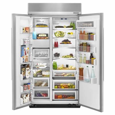 KitchenAid 43-inch, 25.5 cu. ft. Side-by-Side Built-in Refrigerator with Interior Ice Maker KBSN602ESS