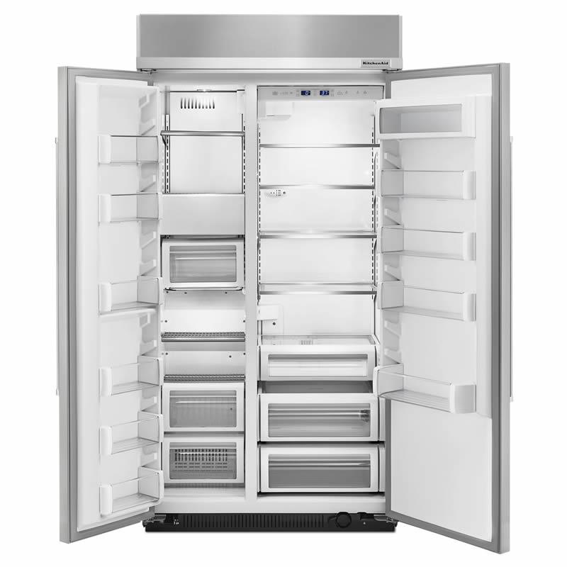 KitchenAid 43-inch, 25.5 cu. ft. Side-by-Side Built-in Refrigerator with Interior Ice Maker KBSN602ESS