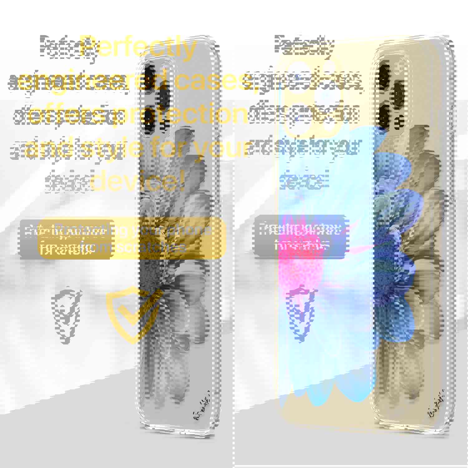 High-Quality TPU Clear Case with Mona Lisa Flower Design for iPhone & Samsung Phones