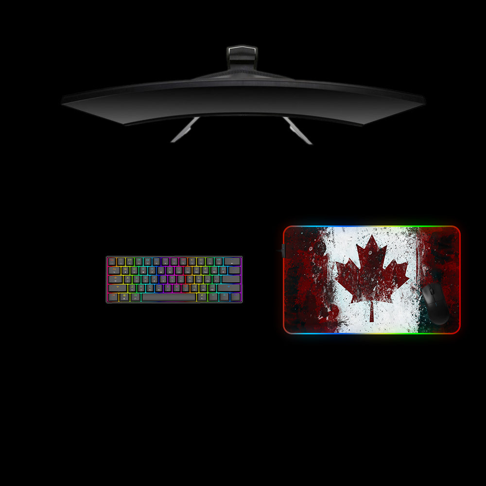 Canada Flag Splash Paint RGB Gaming Mouse Pad with LED Strip