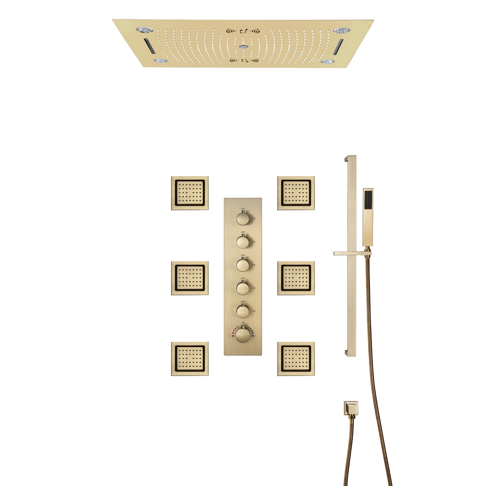 HAVASU 28" Ceiling Mounted Complete LED Music Shower System