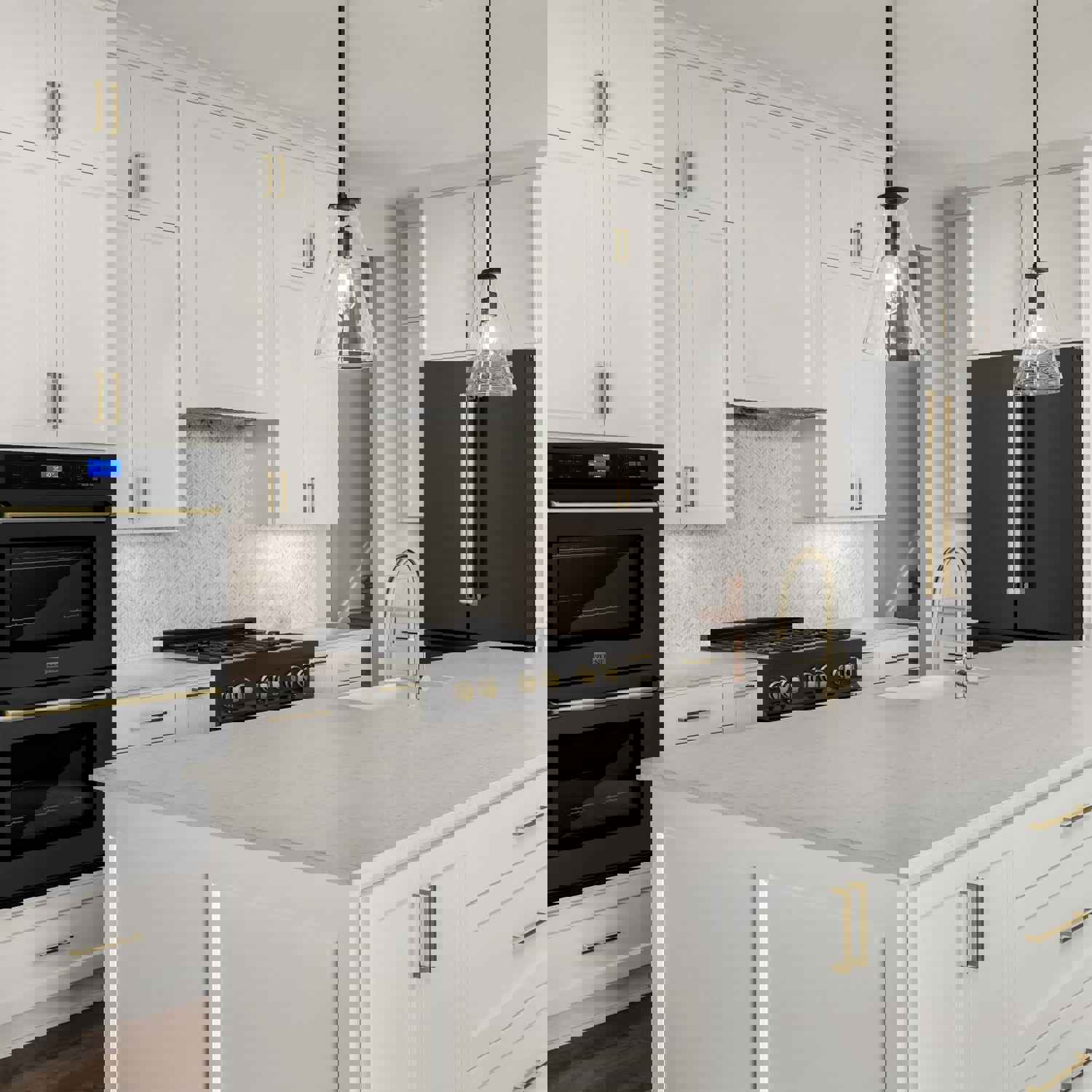 ZLINE Autograph Edition 36 French Door Refrigerator with Ice Maker - Black Stainless Steel & Champagne Bronze Trim