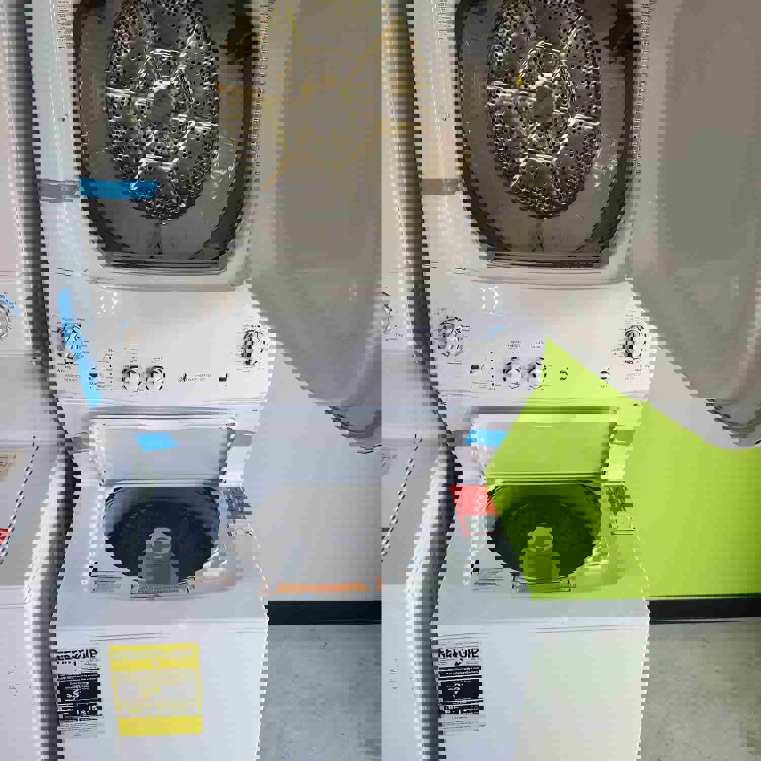 GE - 3.8 Cu. Ft. Stackable Top Load Washer and 5.9 Cu. Ft. Electric Dryer Set - White