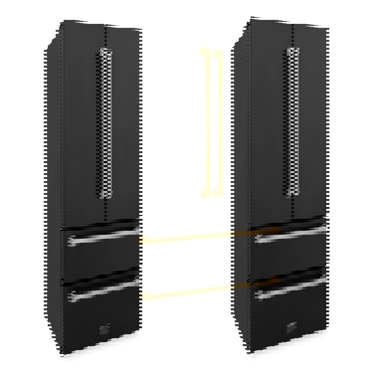 ZLINE Autograph Edition 36 French Door Refrigerator with Ice Maker - Black Stainless Steel & Champagne Bronze Trim