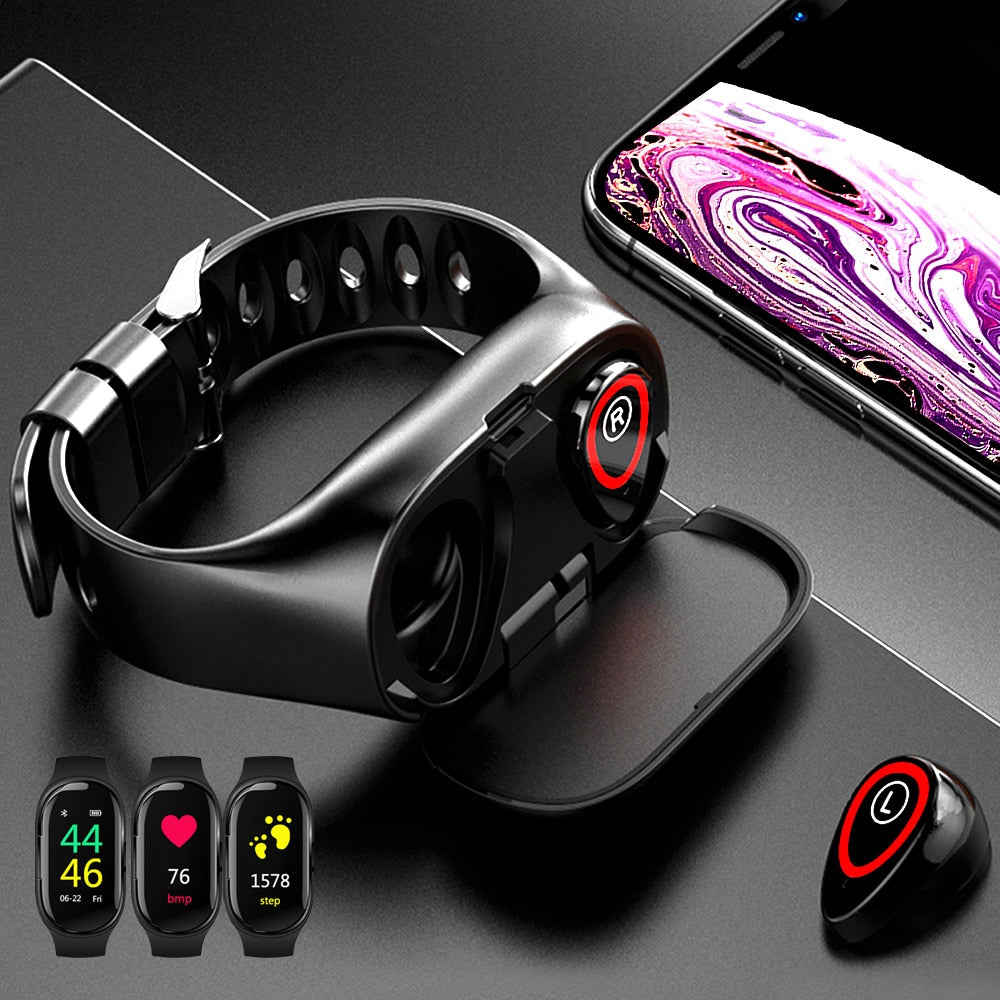Bluetooth Headphones Smart Watch with Heart Rate Monitor