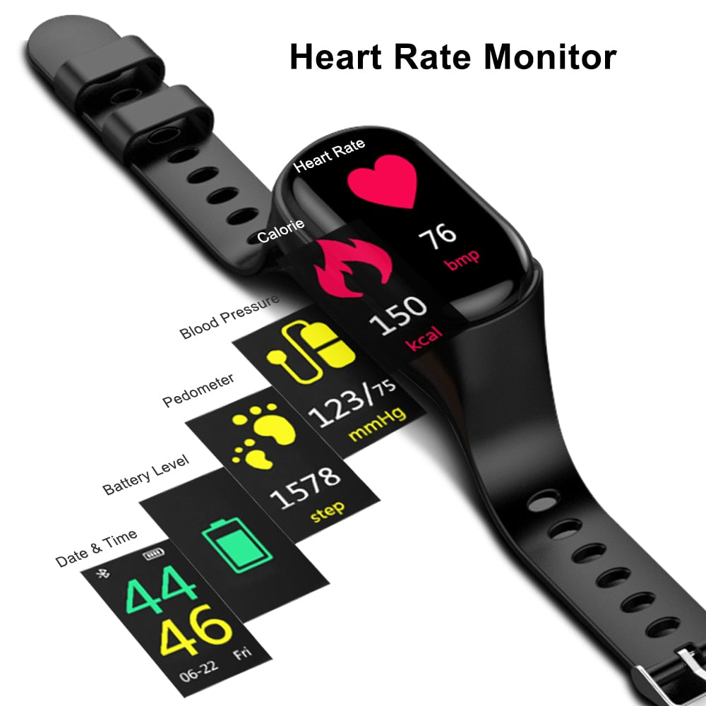 Bluetooth Headphones Smart Watch with Heart Rate Monitor