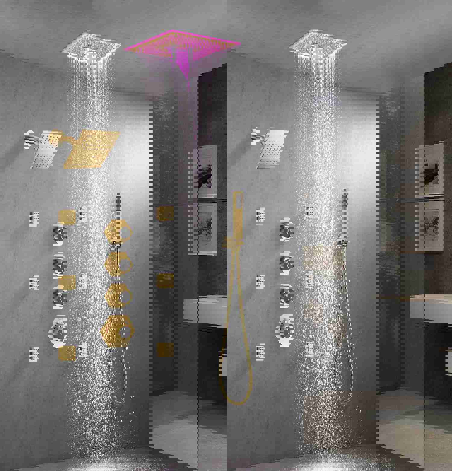 SAHARA 16-in-1 Complete LED Music Shower System with Body Jets and Wall Mount Showerhead