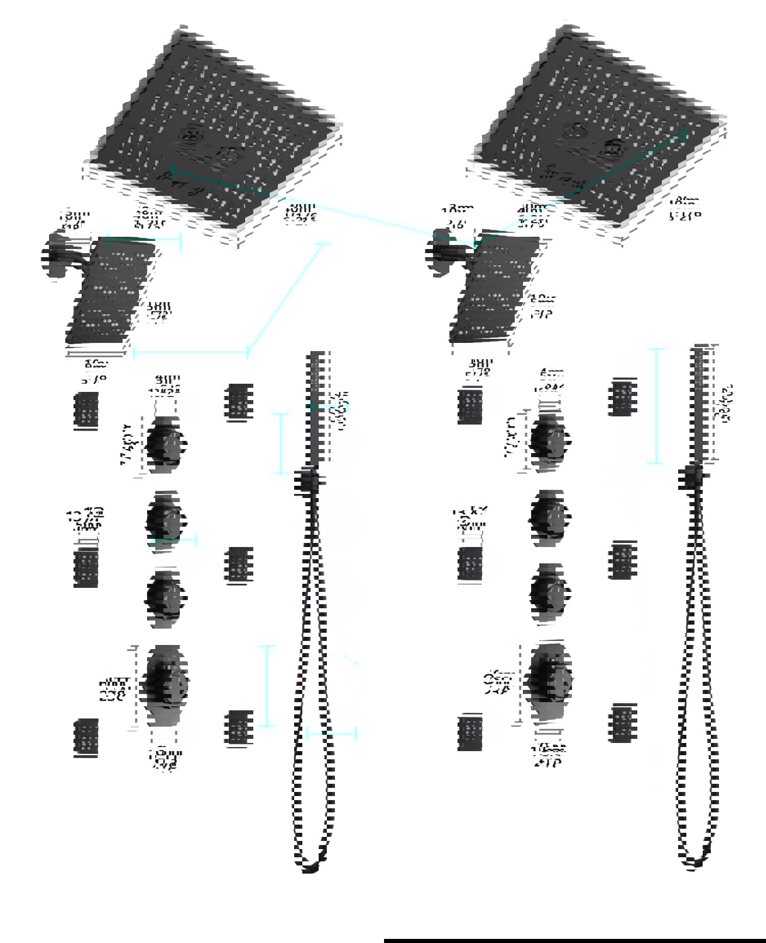 SAHARA 16-in-1 Complete LED Music Shower System with Body Jets and Wall Mount Showerhead