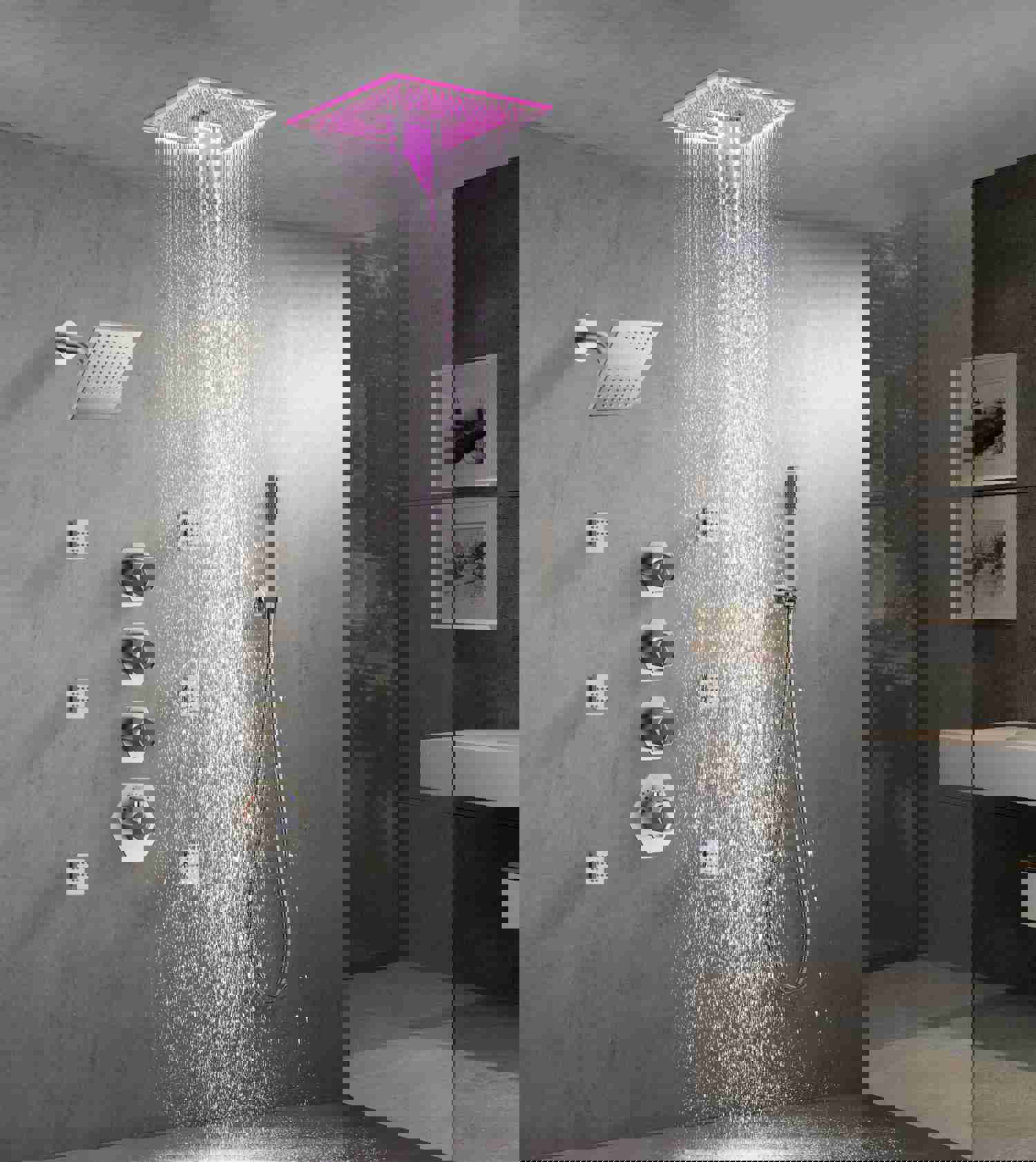 SAHARA 16-in-1 Complete LED Music Shower System with Body Jets and Wall Mount Showerhead