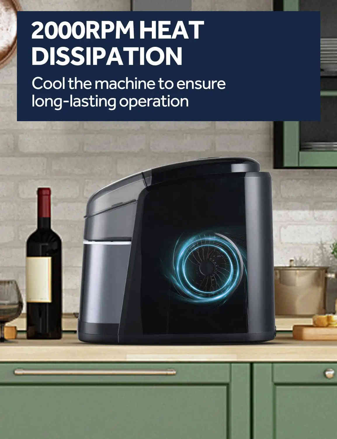 Dreamiracle Ice Maker Machine for Countertop, Self-Cleaning, 26Lbs/24H, 9 Ice Cubes in 6 Mins, Compact for Home/Party/Camping (Black)