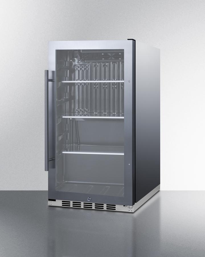 Summit Commercially Approved Indoor/Outdoor Beverage Cooler - Stainless Steel & Glass Door Design