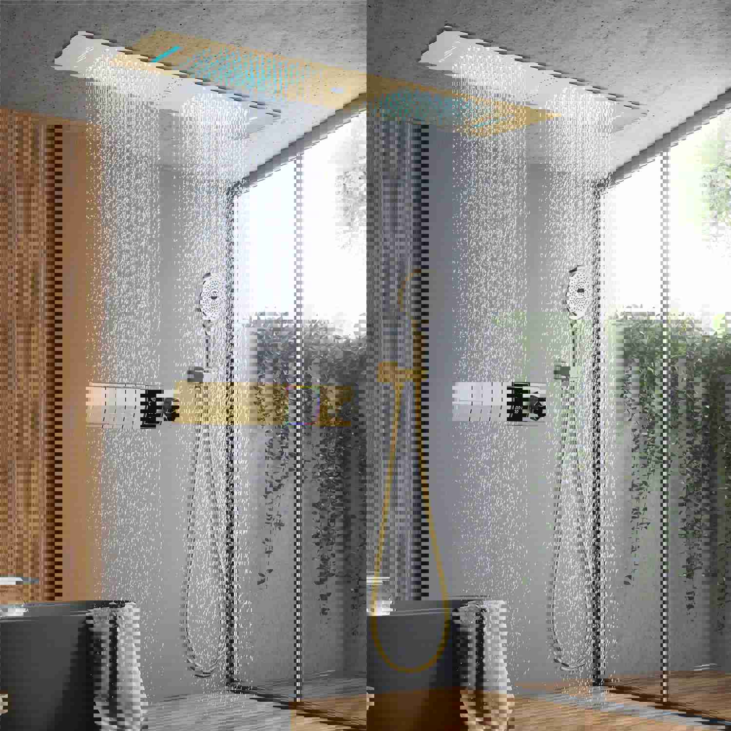 MALIBU 36-inch Complete LED Music Shower System with Digital Display and Thermostatic Valve