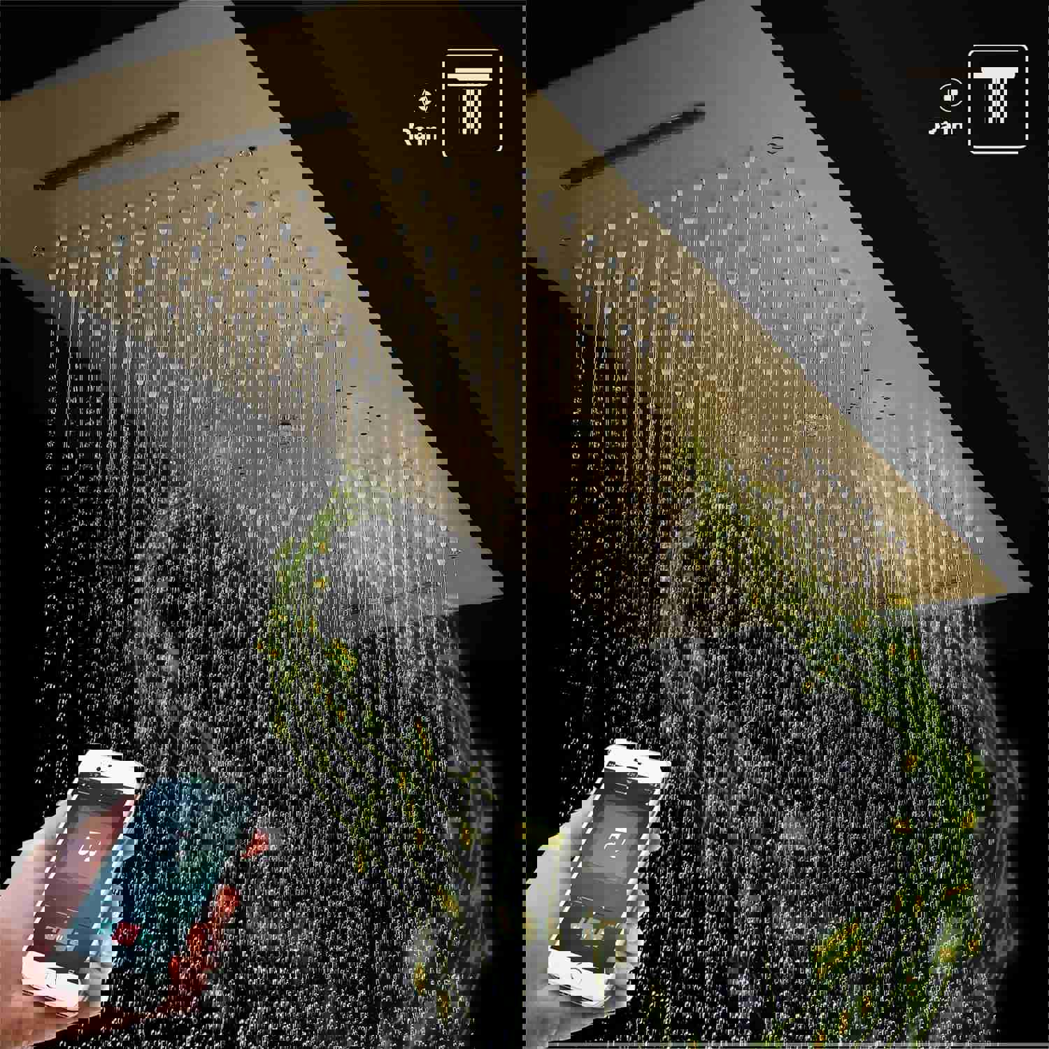 MALIBU 36-inch Complete LED Music Shower System with Digital Display and Thermostatic Valve