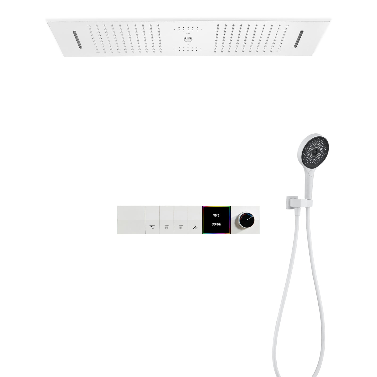 MALIBU 36-inch Complete LED Music Shower System with Digital Display and Thermostatic Valve
