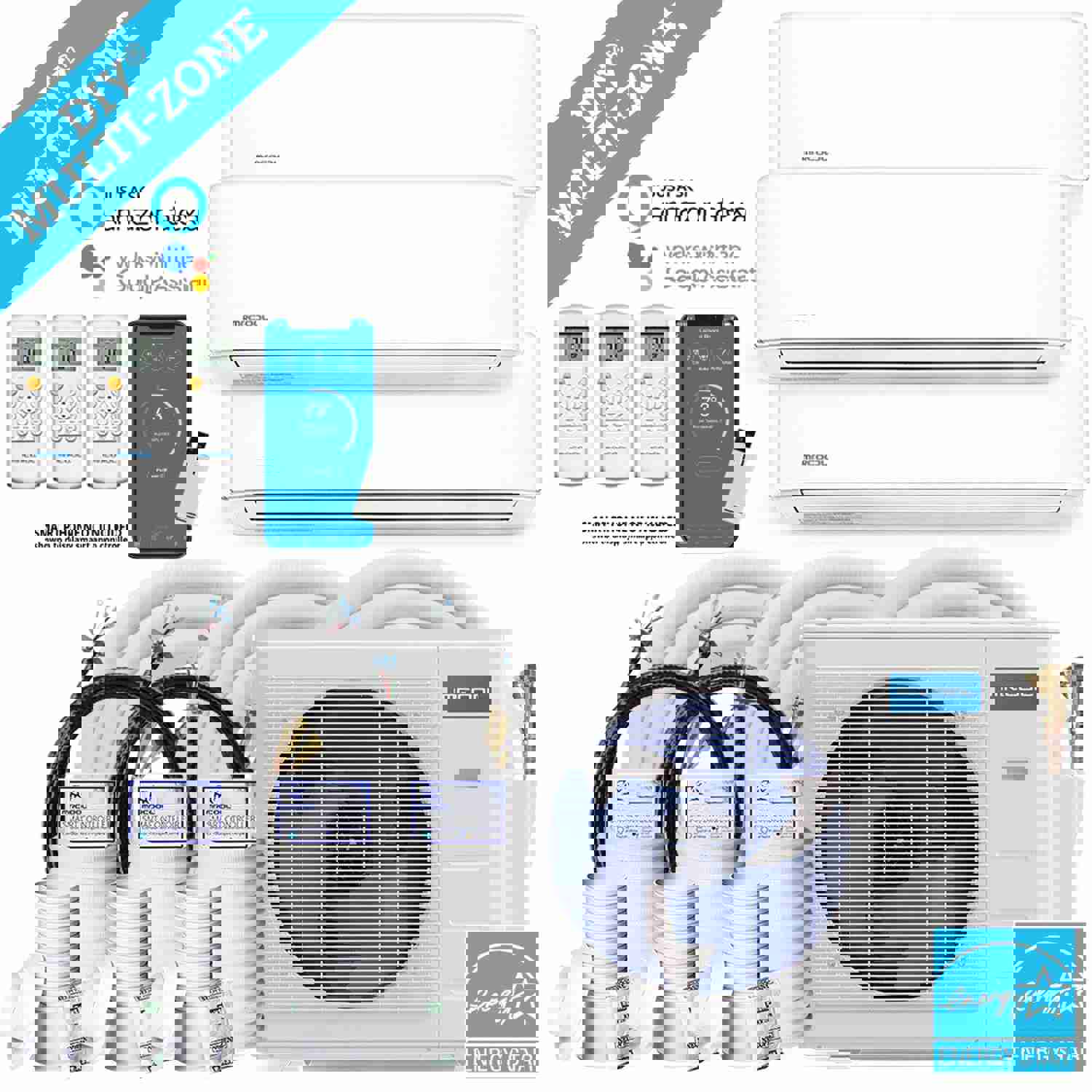 MRCOOL DIY 4th Gen 36K BTU 3-Zone Heat Pump Bundle with Wall Mounted Air Handlers and Linesets