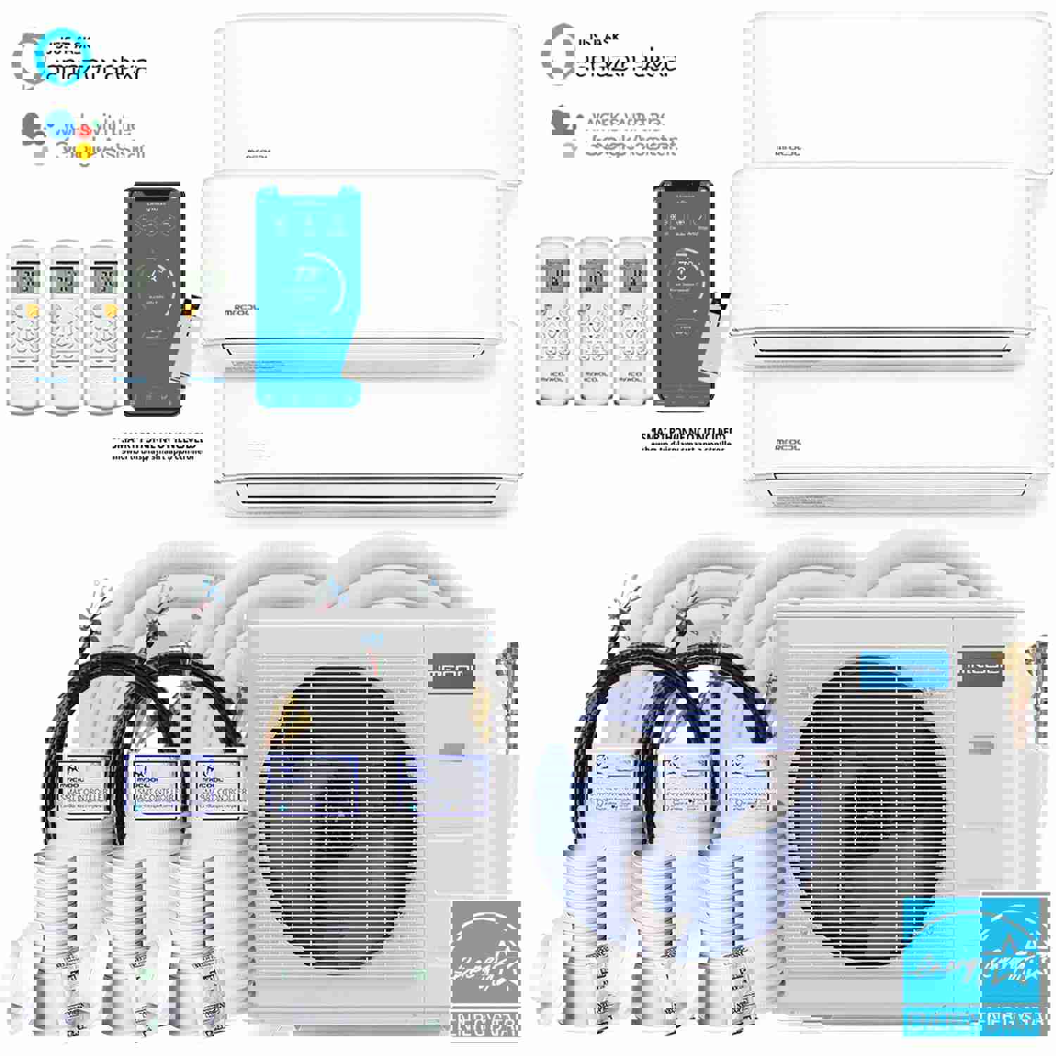 MRCOOL DIY 4th Gen 36K BTU 3-Zone Heat Pump Bundle with Wall Mounted Air Handlers and Linesets
