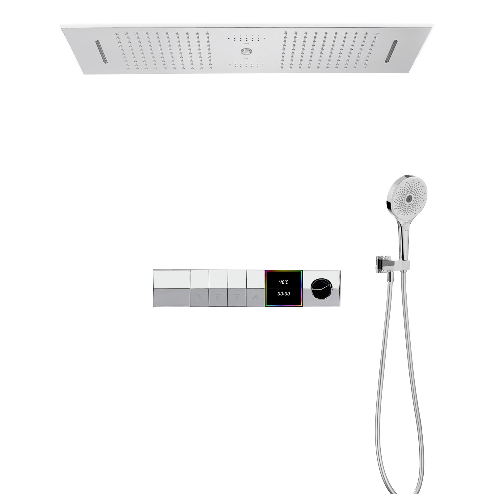 MALIBU 36-inch Complete LED Music Shower System with Digital Display and Thermostatic Valve