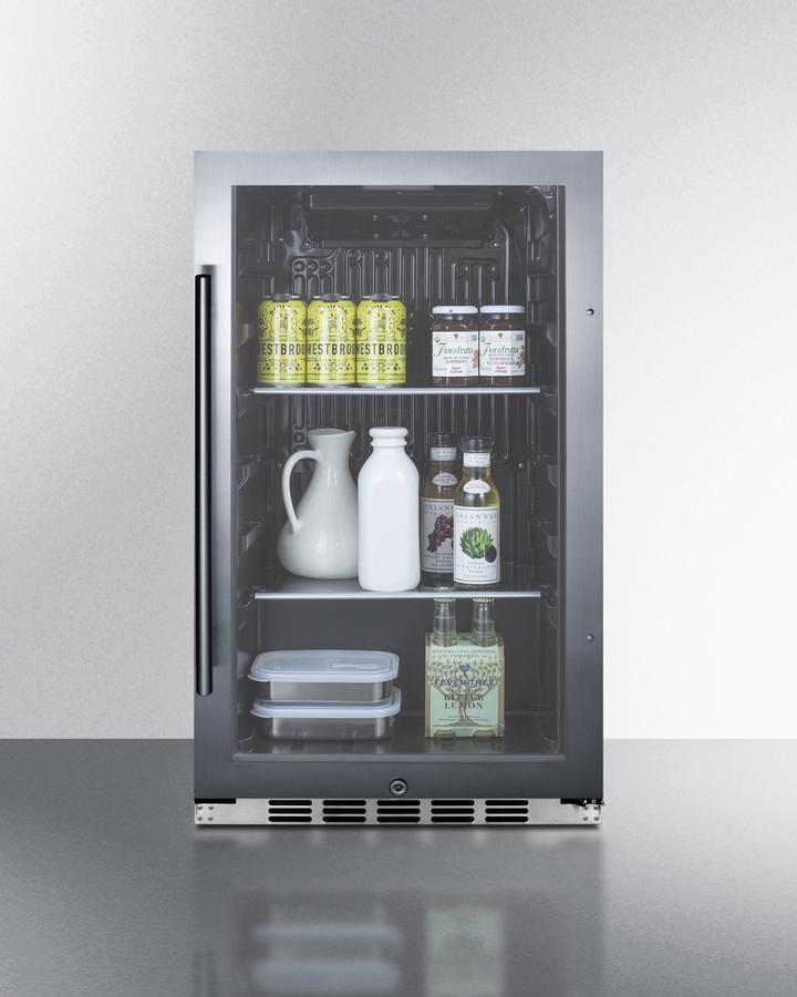 Summit Commercially Approved Indoor/Outdoor Beverage Cooler - Stainless Steel & Glass Door Design