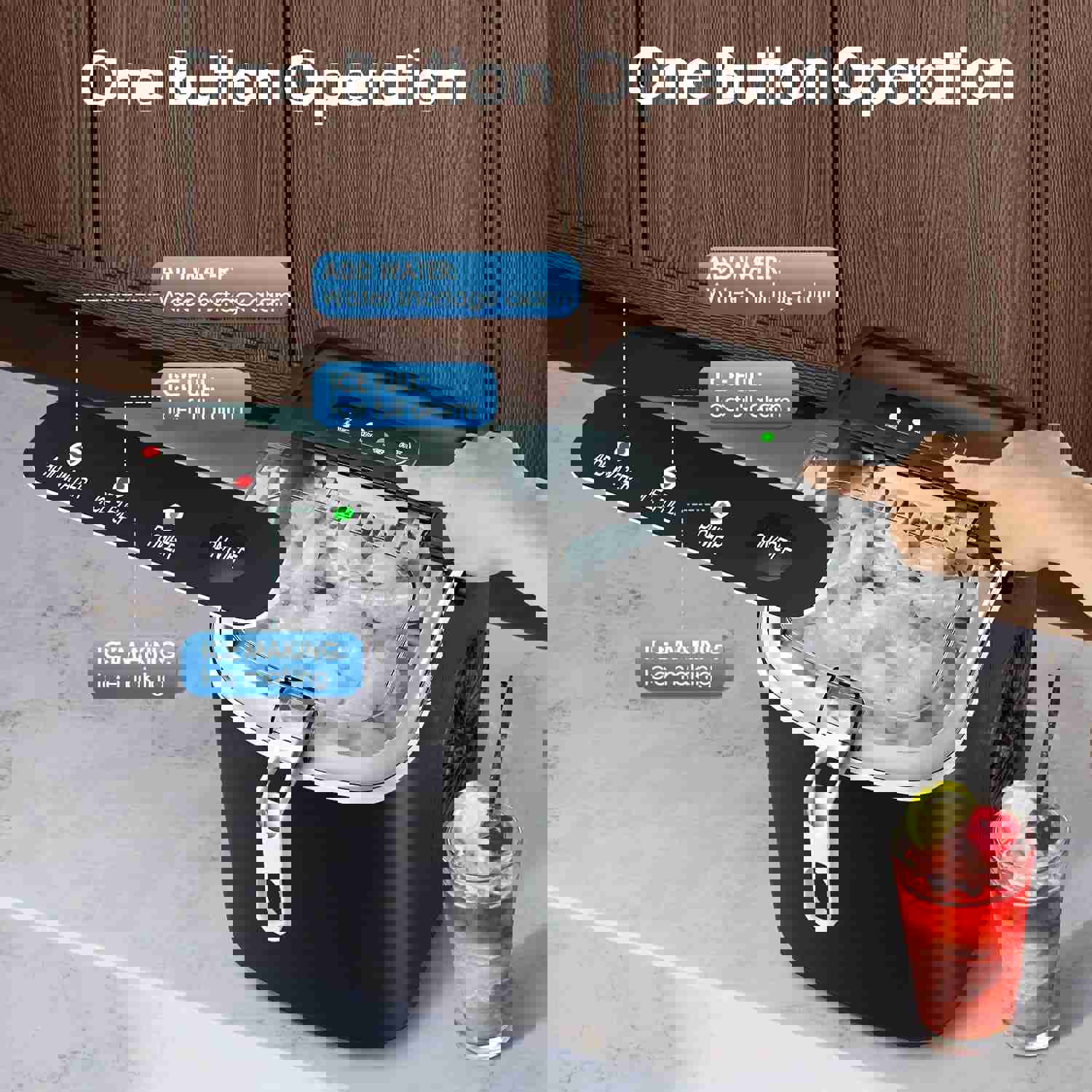 Countertop Ice Maker with Handle, 6-Minute Fast Ice Making, 26 Lbs Daily Output, Self-Cleaning, Includes Accessories