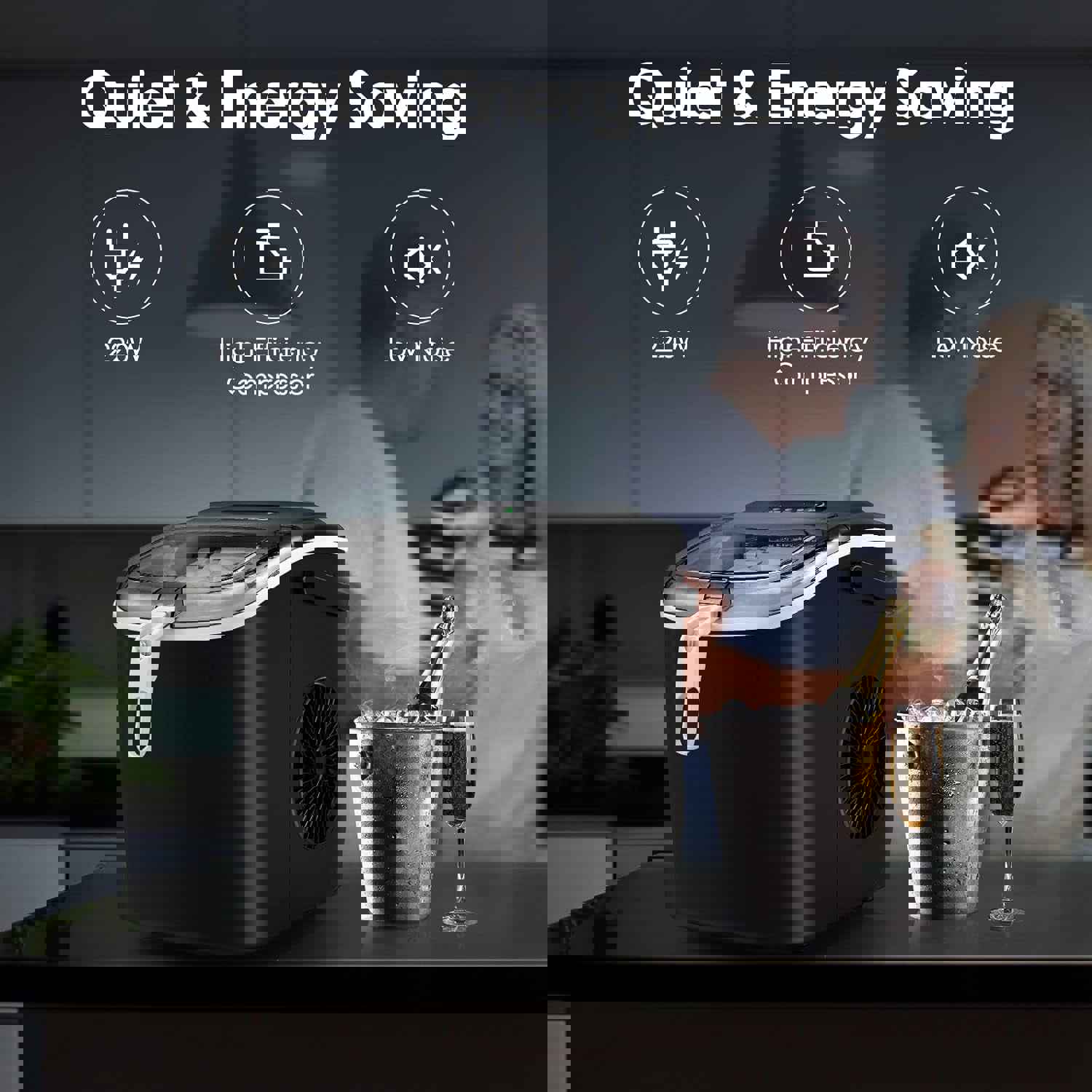 Countertop Ice Maker with Handle, 6-Minute Fast Ice Making, 26 Lbs Daily Output, Self-Cleaning, Includes Accessories