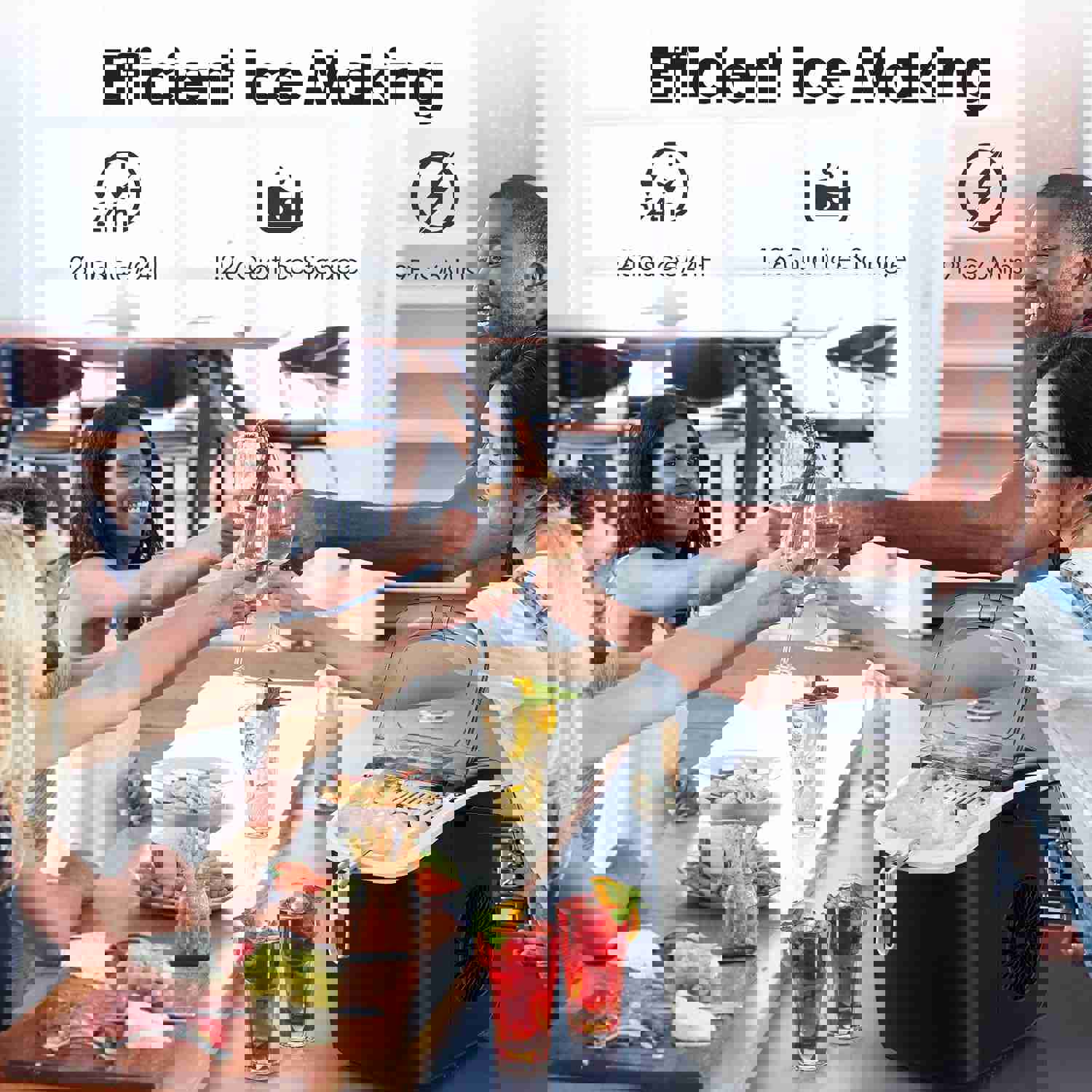 Countertop Ice Maker with Handle, 6-Minute Fast Ice Making, 26 Lbs Daily Output, Self-Cleaning, Includes Accessories