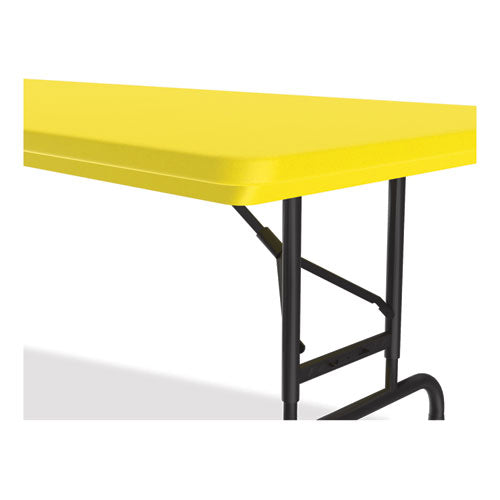 Correll Adjustable Folding Tables - Heavy-Duty Rectangular 72x30x22 to 32 Inches, Yellow Top with Black Legs