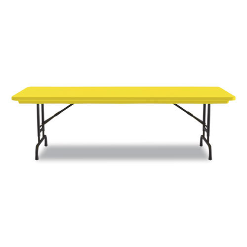 Correll Adjustable Folding Tables - Heavy-Duty Rectangular 72x30x22 to 32 Inches, Yellow Top with Black Legs