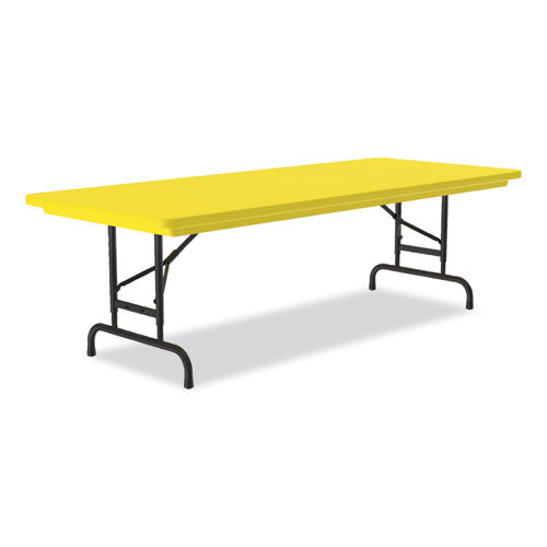 Correll Adjustable Folding Tables - Heavy-Duty Rectangular 72x30x22 to 32 Inches, Yellow Top with Black Legs