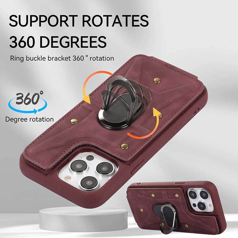 Casekis Magnetic Holder Wallet Phone Case Red Wine