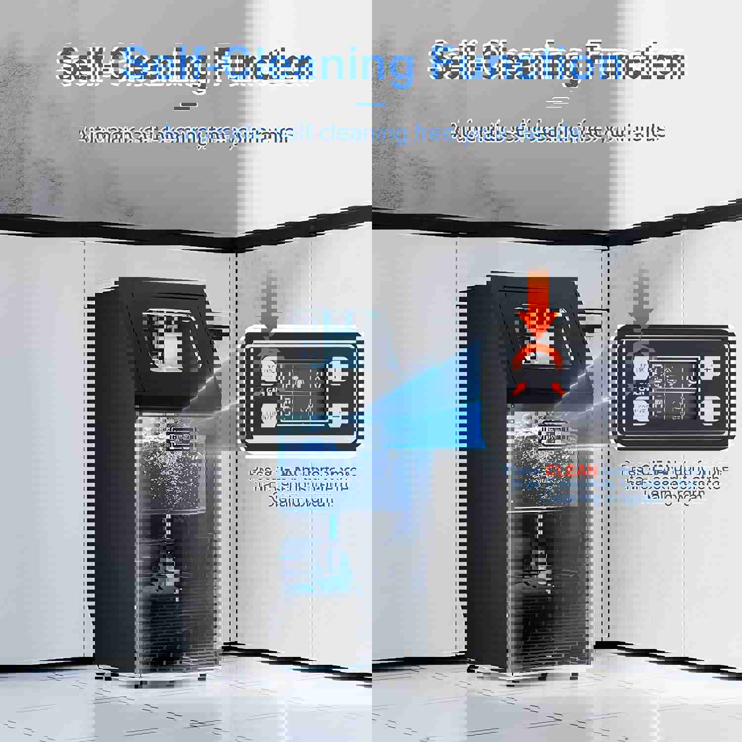 KISSAIR Commercial Ice Maker, Stainless Steel Freestanding with 2 Self-Cleaning, 100Lbs/Day, 45 Cubes/Batch in 11-20 Mins