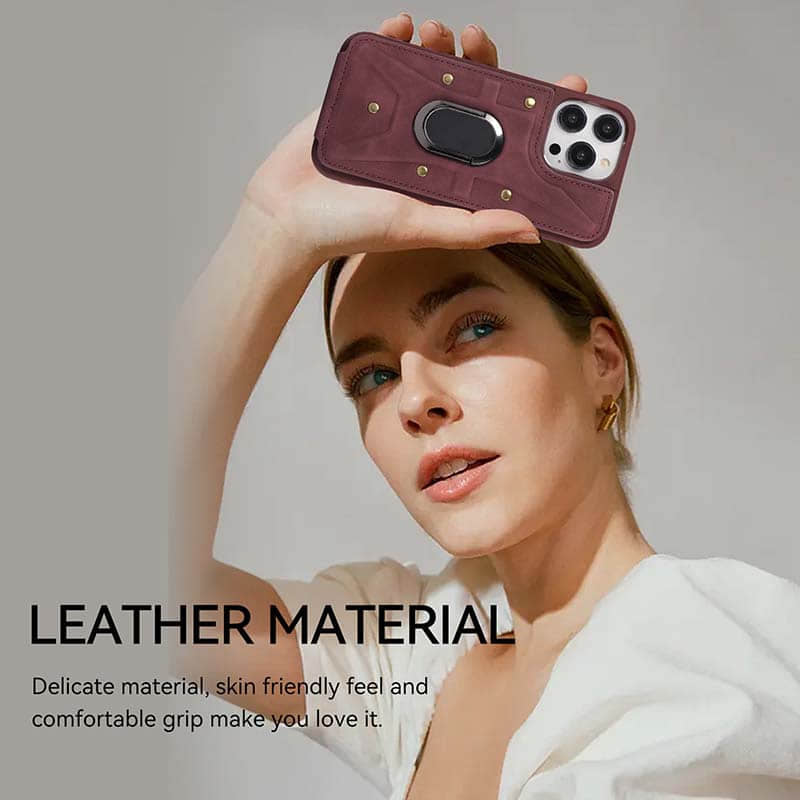 Casekis Magnetic Holder Wallet Phone Case Red Wine