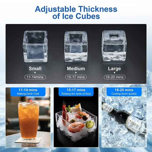 KISSAIR Commercial Ice Maker, Stainless Steel Freestanding with 2 Self-Cleaning, 100Lbs/Day, 45 Cubes/Batch in 11-20 Mins