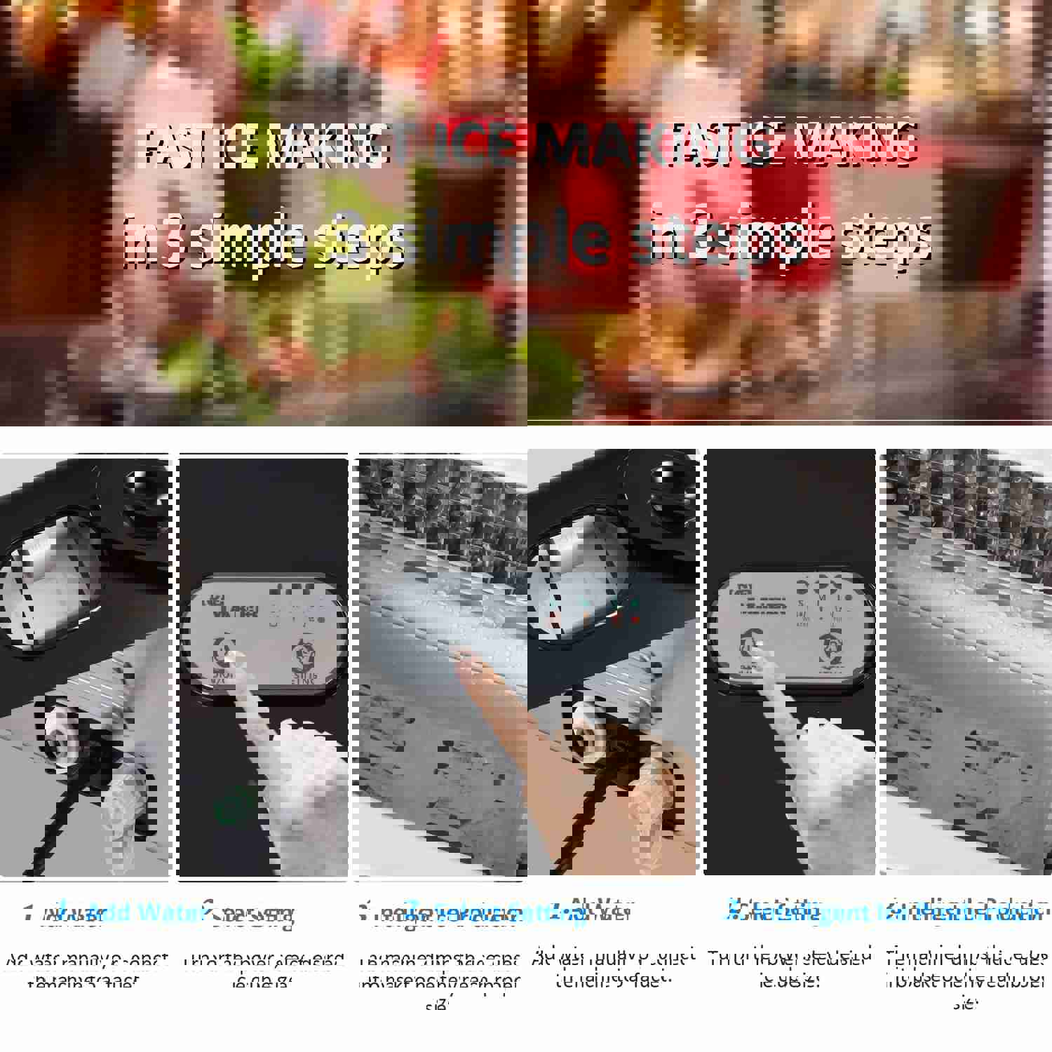 Portable Counter-top Ice Maker Machine - 24 Clear Ice Cubes in 12 Minutes, 40 lbs/24H