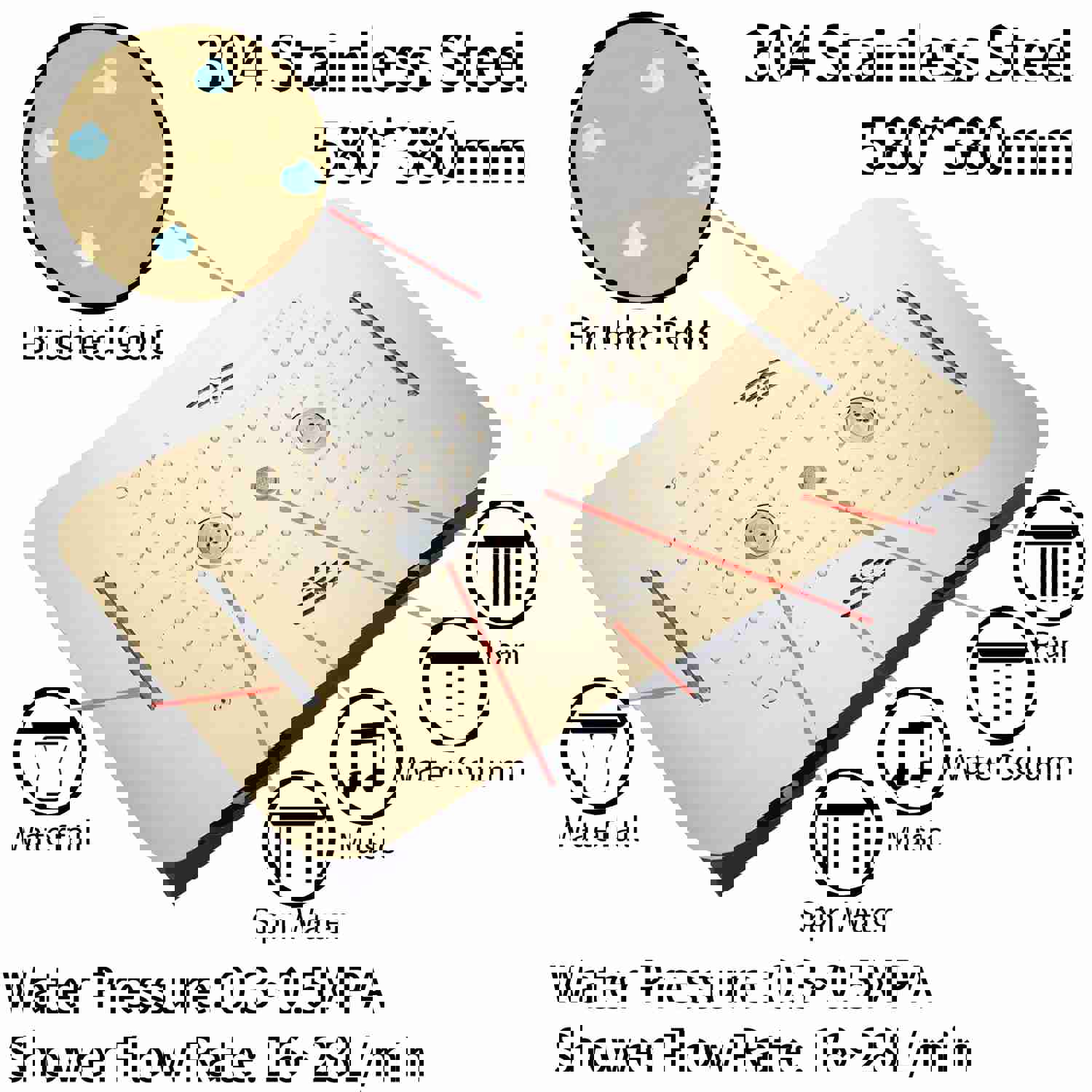 RENO 23 Ceiling Mounted Complete LED Music Shower System