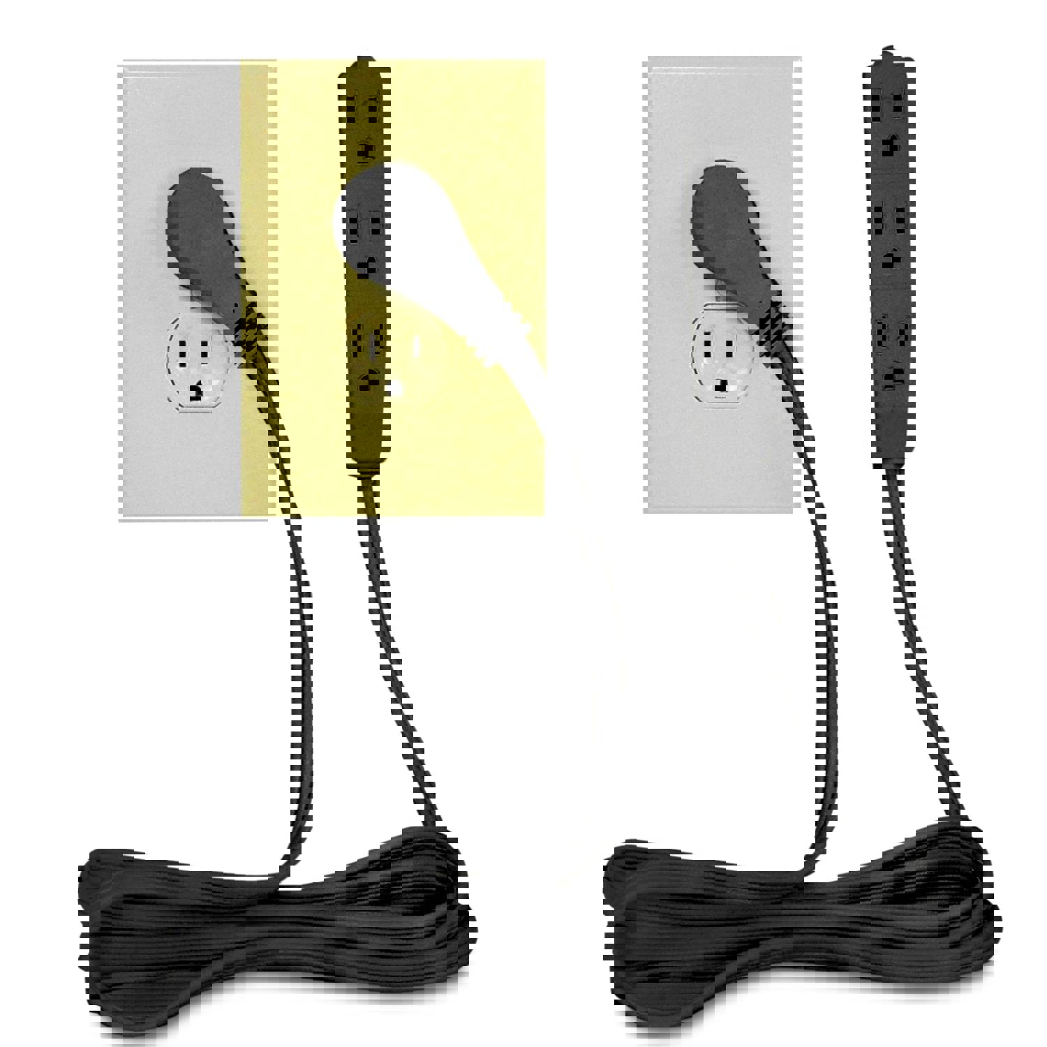 Flat Multiple Outlet Extension Cord for Indoor Use by Bindmaster - UL-Listed 3-Prong Multi Extension Wire