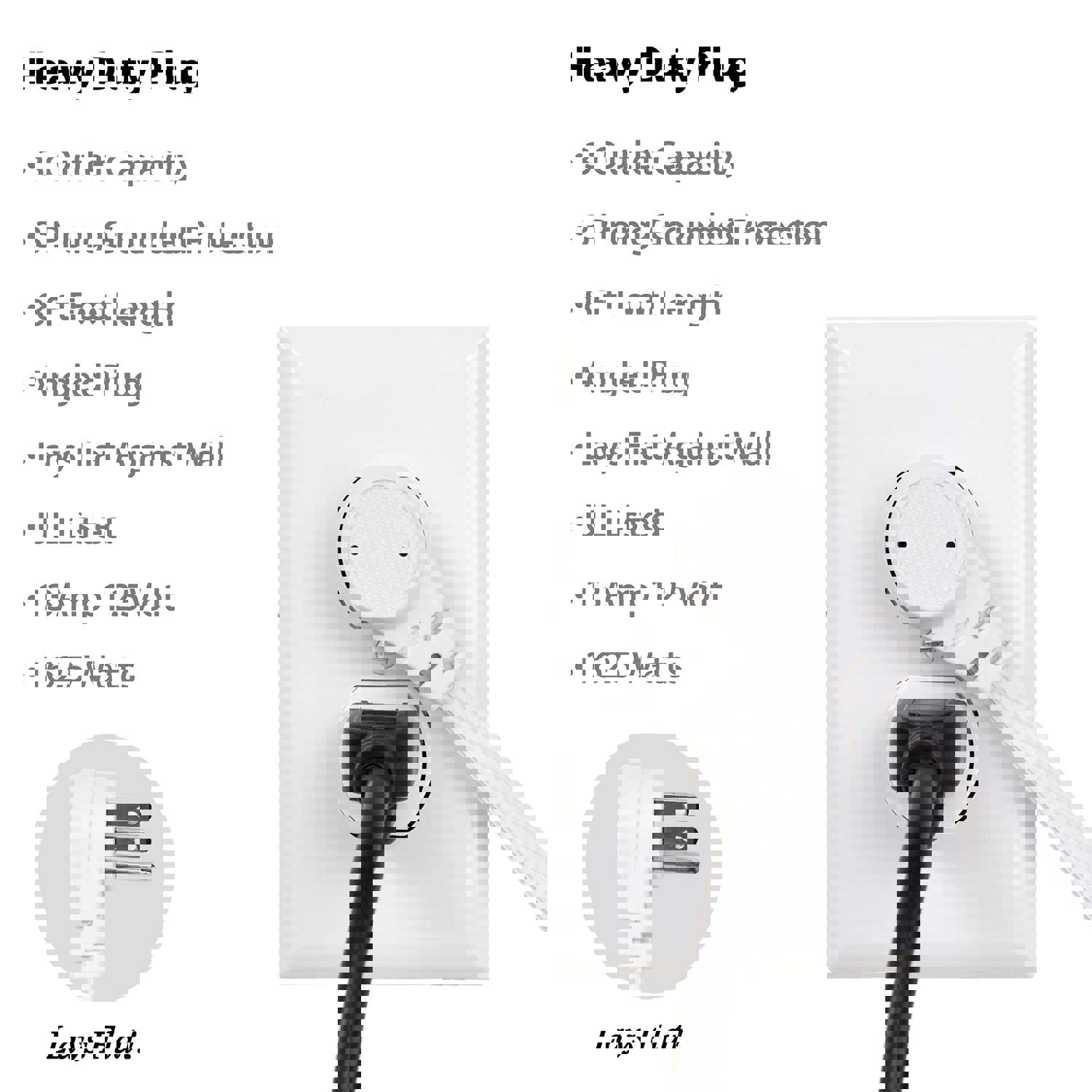Electes Flat Multiple Outlet Extension Cord - UL-Listed 3-Prong Multi Extension Wire for Indoor Use