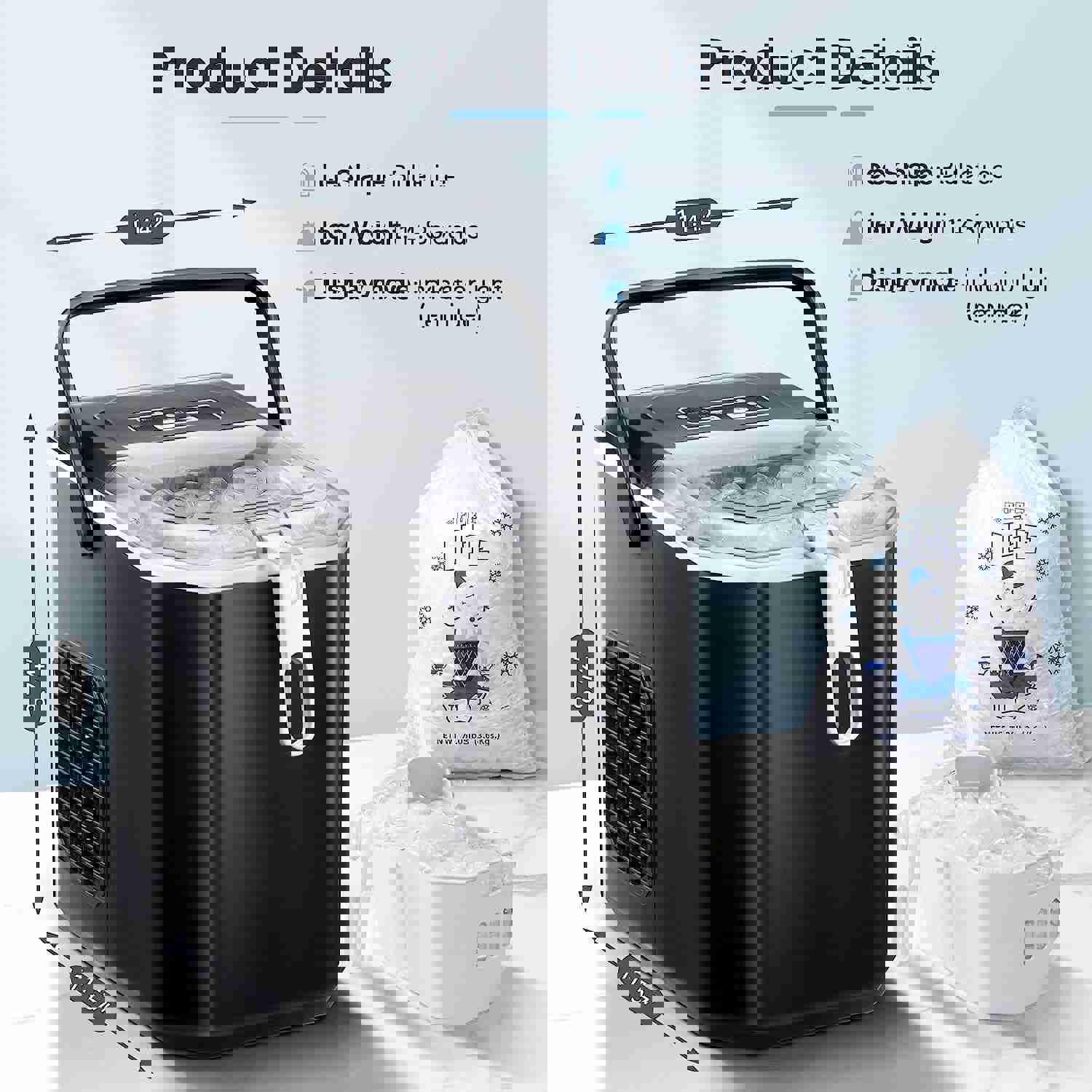 Portable Ice Maker Machine with Self-Cleaning, 26Lbs/24H, 9 Ice Cubes/8 Mins