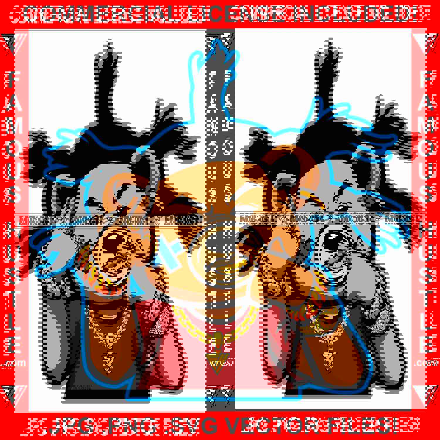 Hip Hop Teddy Bear Graphic Design T-Shirt Print File