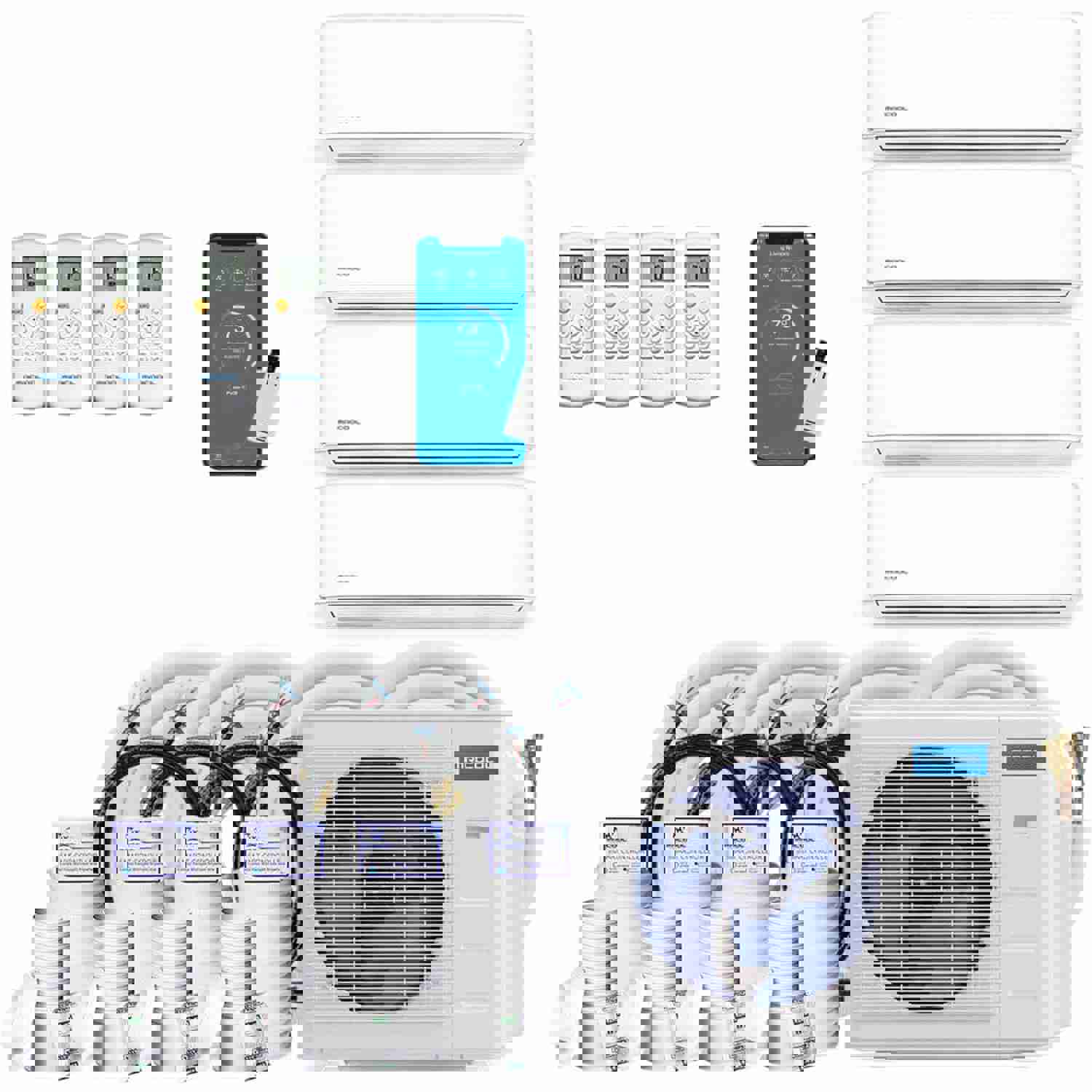 MRCOOL DIY 4th Gen 48K BTU 4-Zone Condenser with Air Handlers and Linesets Bundle