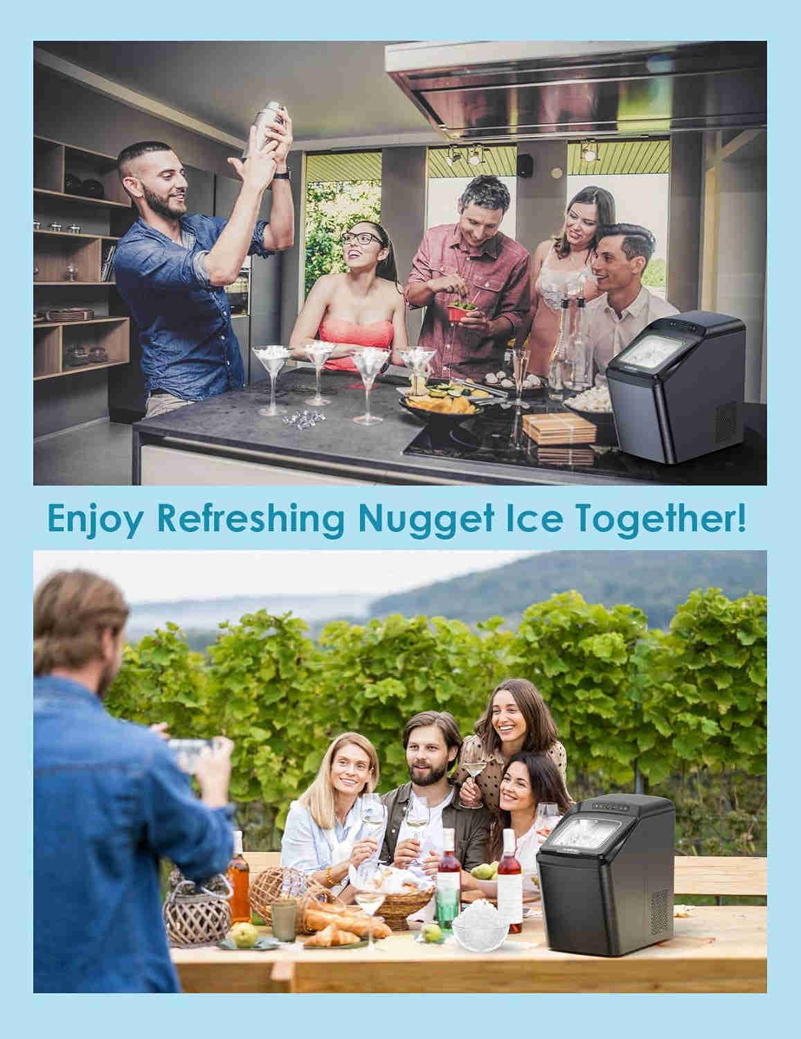Nugget Ice Maker Countertop with Self-Cleaning & Auto Water Refill, 26 Lbs/Day Chewable Pebble Ice Machine