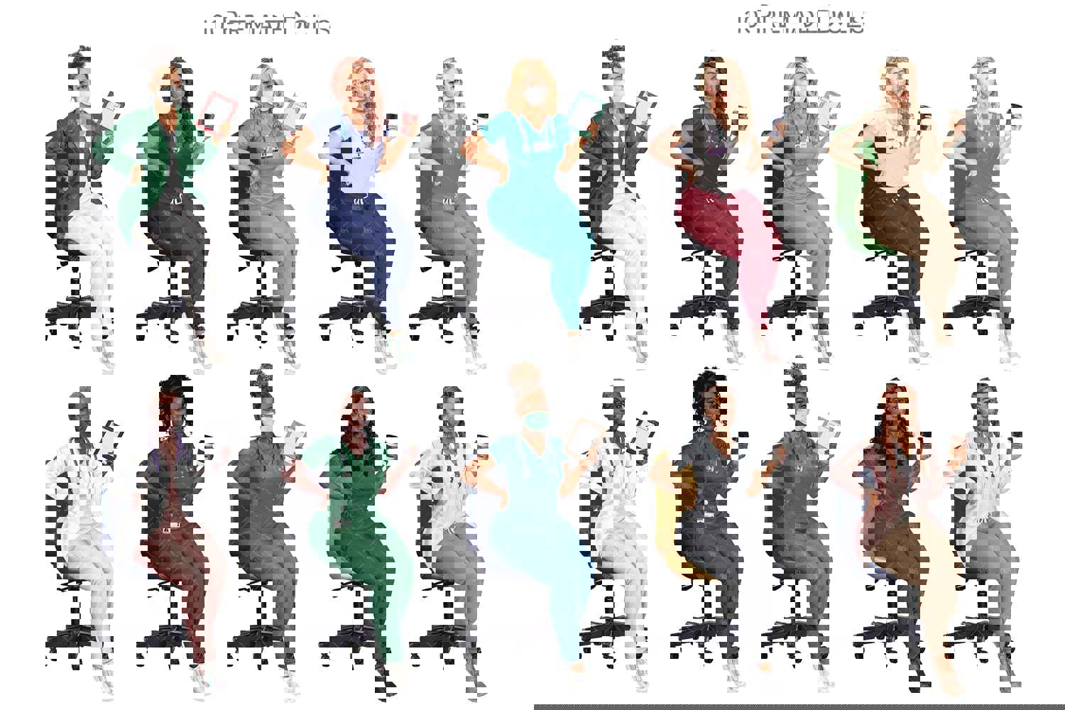 HealthCare Clipart Bundle - Medical Nurse, Hospital, Sisters, Scrubs Best Friends Clip Art PNG & PSD